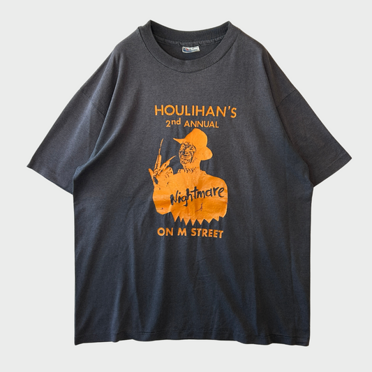 80's Hanes "エルム街の悪夢"パロディー イベントTシャツ 黒(XL)/A7527T-SO