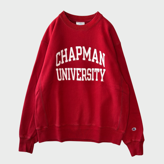00's Champion Reverse weave リバースウィーブ US企画"CHAPMAN UNIVERSITY" カレッジスウェット 赤 (L)/B3512S-SO