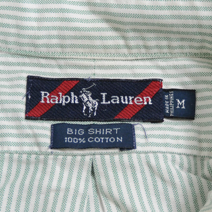 Ralph Lauren Big Shirt ストライプ 緑白 (M)/A4545SH-SO