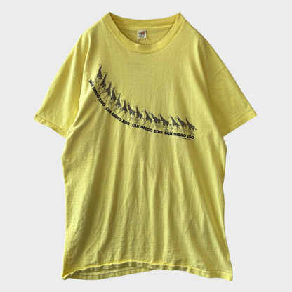 70's Hanes Beefy-T ヘインズ "San Diego Zoo" アニマルプリントTシャツ クリーム(XL)/B3497T-SO