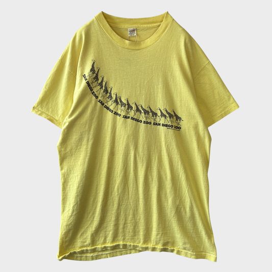 70's Hanes Beefy-T ヘインズ "San Diego Zoo" アニマルプリントTシャツ クリーム(XL)/B3497T-SO