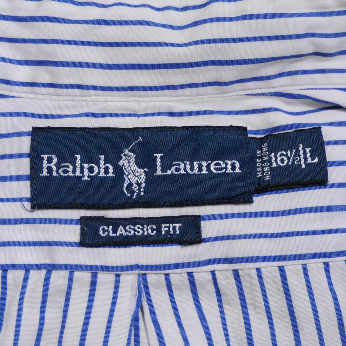 Ralph Lauren ストライプシャツ 白青 (L)/A4546SH-SO