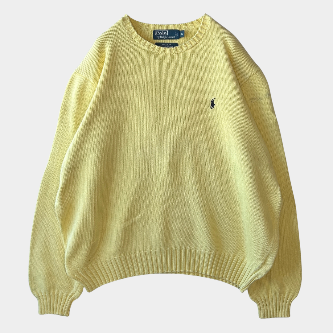 00's polo by Ralph Lauren ラルフローレン コットンニット 黄 (XL)/B3020K-SO