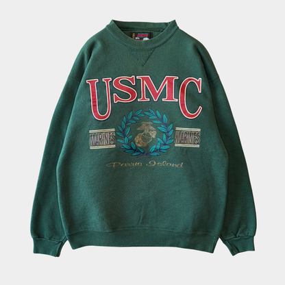 90's SOFEE USMC プリントスウェット ミリタリー グリーン(L)/A9622S-SO