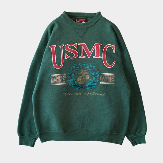 90's SOFEE USMC プリントスウェット ミリタリー グリーン(L)/A9622S-SO