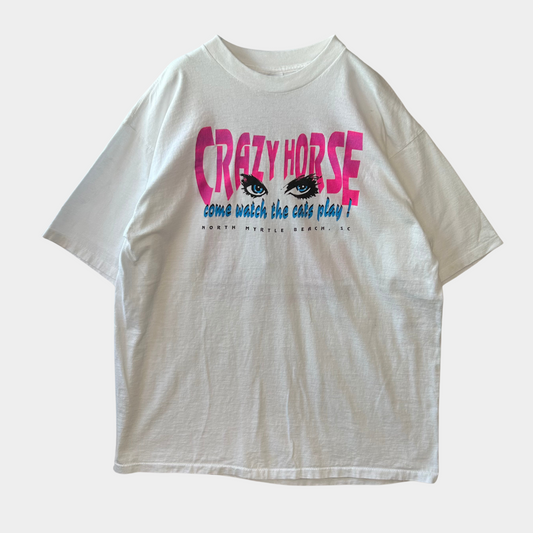 90's CRAZY HOUSE "come watch the cats play !" T-shirt (XL)/B2034T-SO