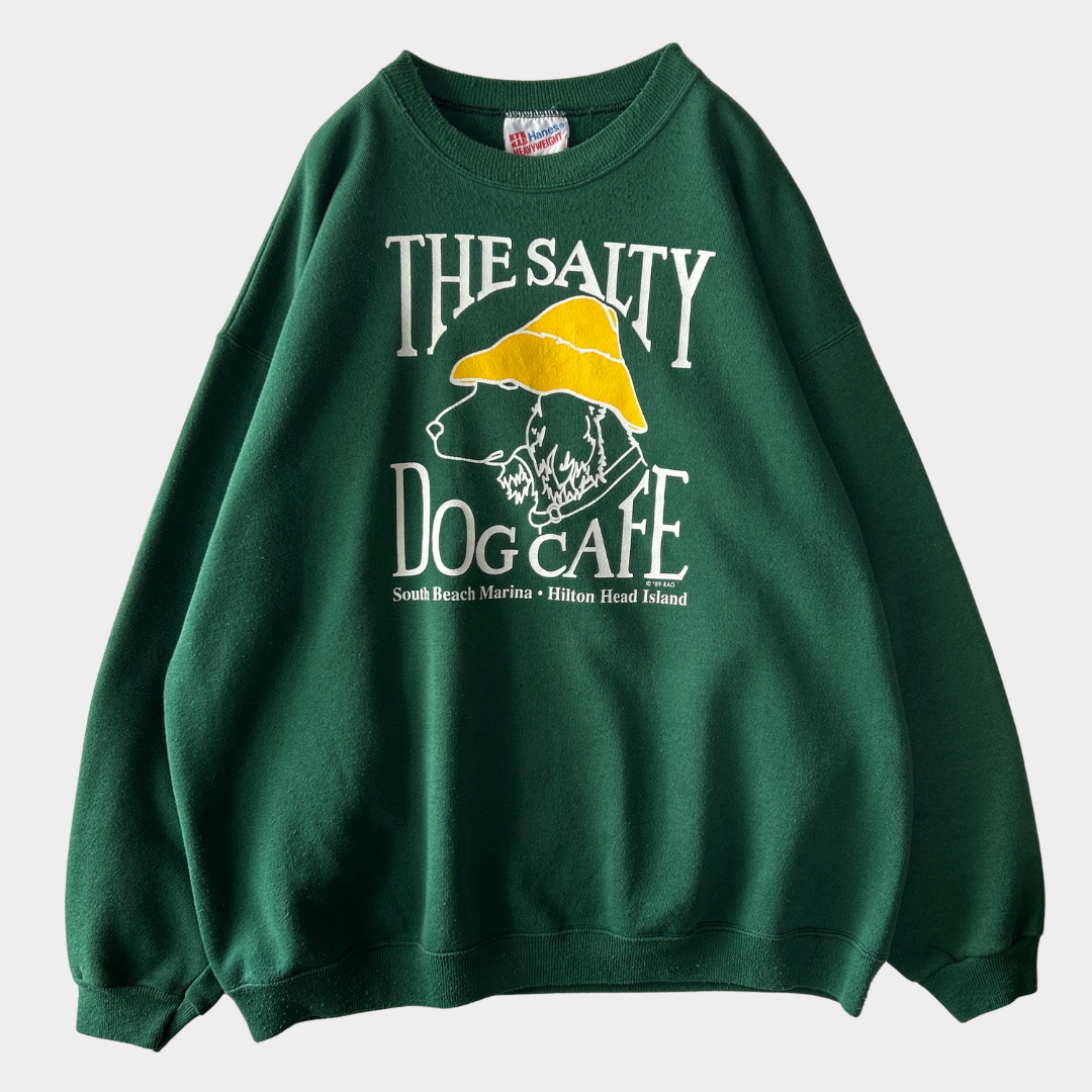 80's~ Hanes The Salty Dog Cafe スウェットシャツ 緑 (XL)/C0417S-SO