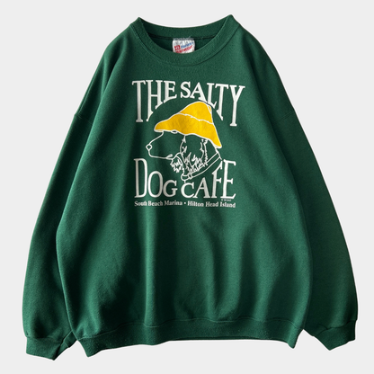 80's~ Hanes The Salty Dog Cafe スウェットシャツ 緑 (XL)/C0417S-SO