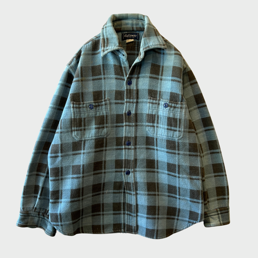 00's Gateway ヘビーフランネルシャツ 黒水色 (M)/A8943S-SO