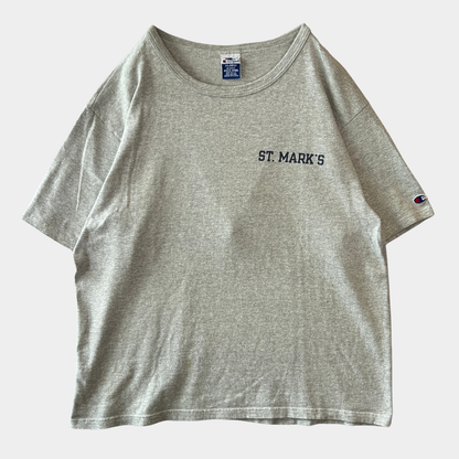 90's Champion チャンピオン ST.MARK'S カレッジTシャツ グレー(XL)/C00957T-SO