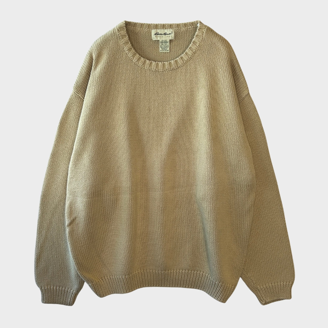 00's Eddie Bauer エディバウアー コットンニット ベージュ (XL)/B3138K-SO