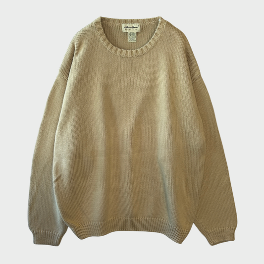00's Eddie Bauer エディバウアー コットンニット ベージュ (XL)/B3138K-SO