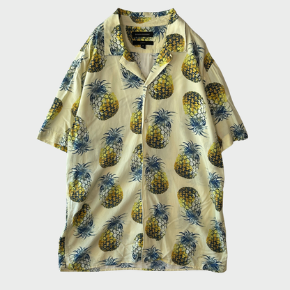 00's Banana Republic オープンカラーアロハシャツ パイナップル柄 (M)/B3058S-SO