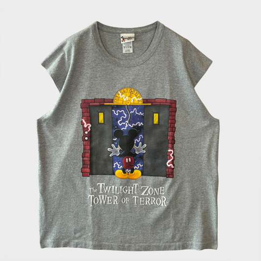 00's  WALT DISNEY WORLD  THE TWILIGHT ZONE TOWER OF TERROR ミッキー ノースリーブTシャツ グレー XL/B2142T-SO