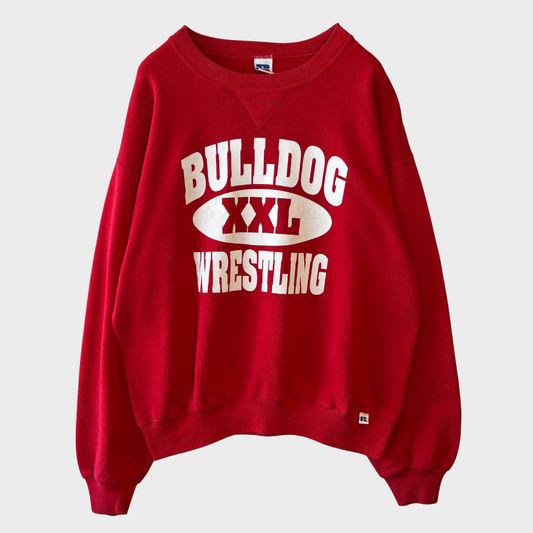 00's Russell Athletic Bulldog Wrestling カレッジスウェット 赤 (L)/A5613S-SO