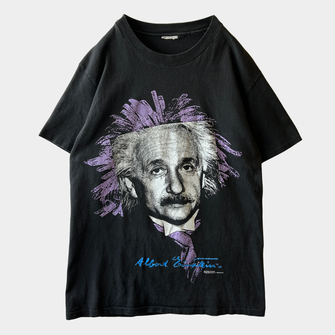 90's Albert Einstein アインシュタイン Tシャツ 数式 偉人 黒(about M)/C0993T-SO