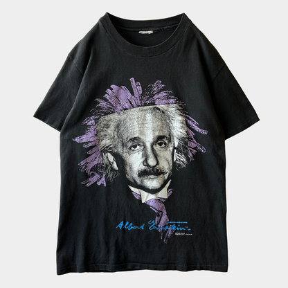 90's Albert Einstein アインシュタイン Tシャツ 数式 偉人 黒(about M)/C0993T-SO