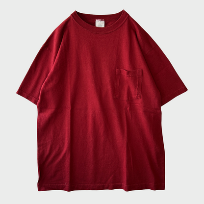 90's G.H.BASS ポケットTシャツ ワインレッド (M)/A6586T-SO
