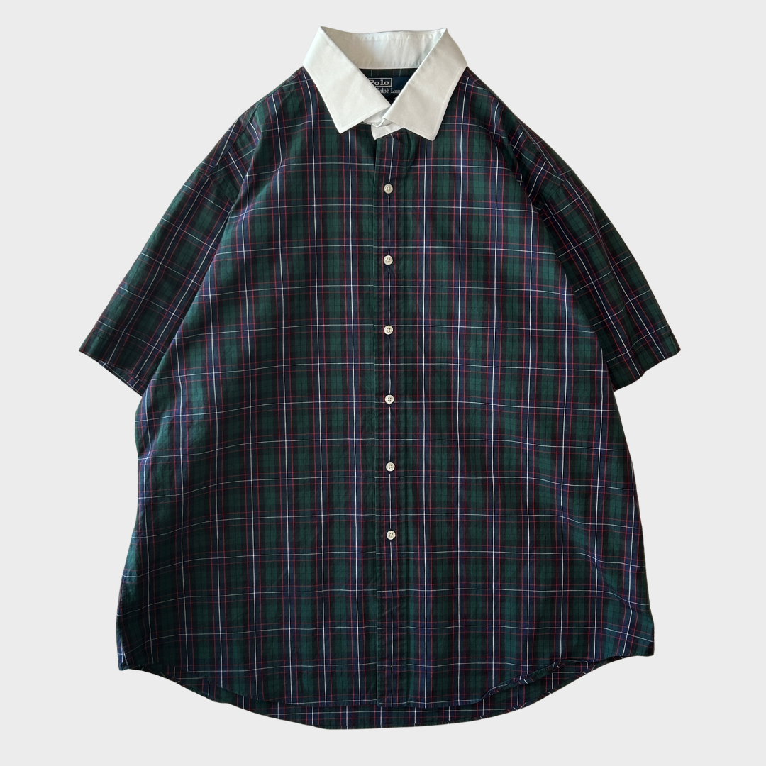 00's Polo by Ralph Lauren Custom Fit ラルフローレン タータンチェック 緑赤紺 (XXL)/A7517S-SO