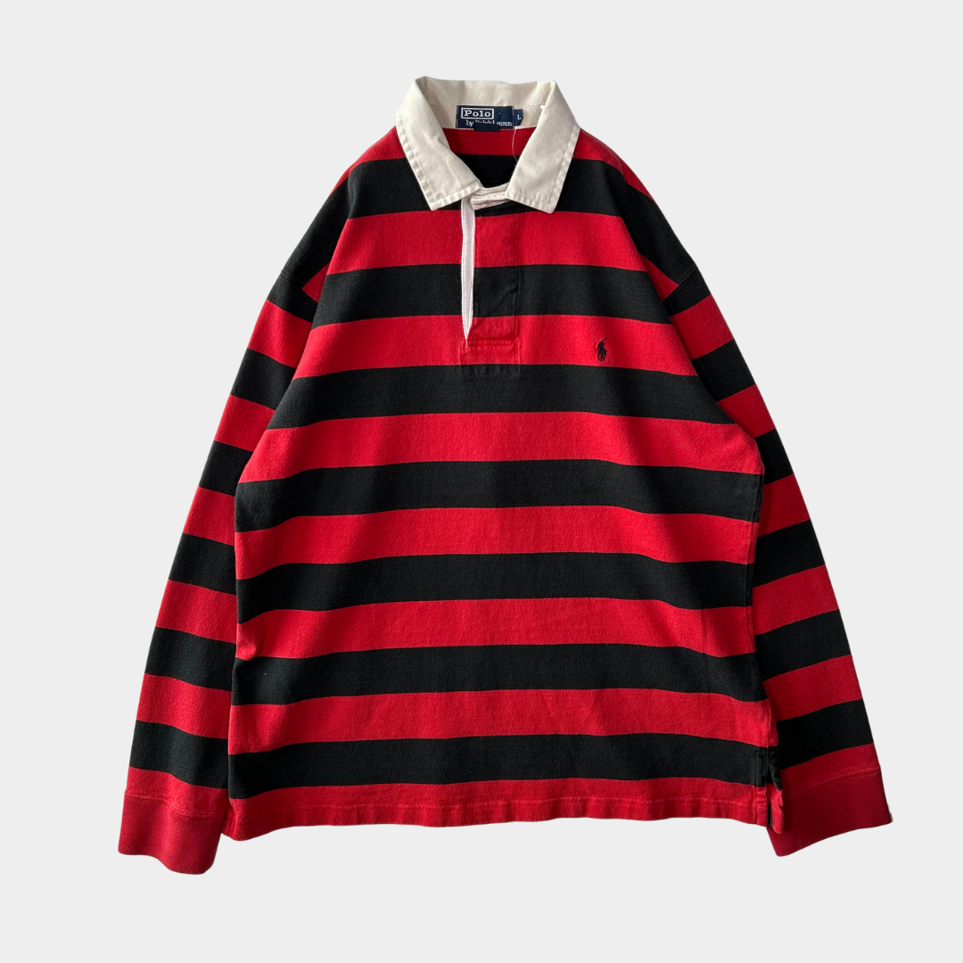00's Polo by Ralph Lauren ラガーシャツ ボーダー (L)/A4609SH-SO