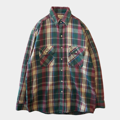 90's Five Brother ファイブブラザー ネルシャツ 紫緑ベージュ(M)/A8506SH-SO