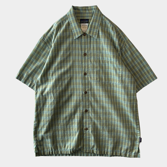 08 Patagonia パタゴニア El Jefe Shirt S/S チェックシャツ グリーン/紺 (M)/C1318SH-SO
