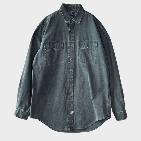 00's Ralph Lauren ラルフローレン コットン ワークシャツ グレー (M)/B2912SH-SO
