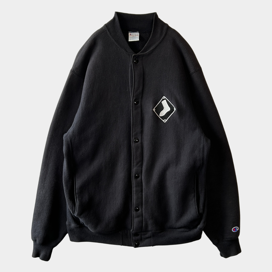 90's Champion Reverse Weave リバースウィーブ スナップスウェット White Sox ブラック(L)/C1092R-SO