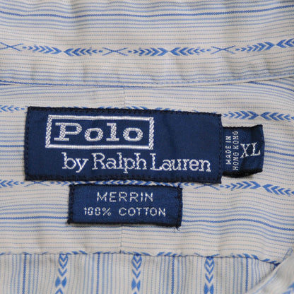 Ralph Lauren 柄ストライプシャツ 薄青 (XL)/A4541SH-SO