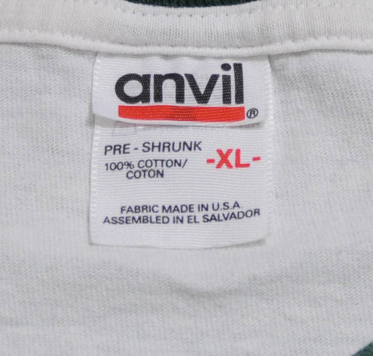 00's anvil Gunby リンガーTシャツ白緑(XL)/A3660T-SO