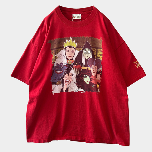 Walt Disney World ディズニー "VILLAINS" キャラクターTシャツ 赤(XL)/C0766T-SO