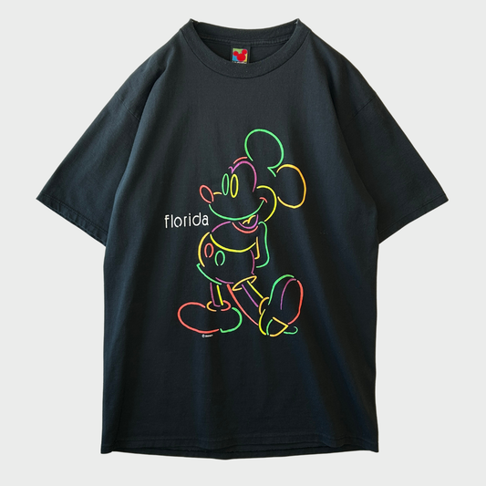 90's Disney Mickey Mouse Florida  Tシャツ 黒(L)/B3480T-SO