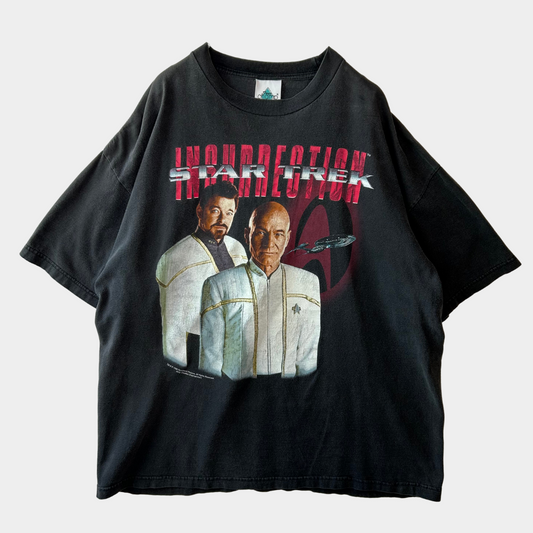 90's STAR TREK スタートレック ムービーTシャツ 黒(XL)/A6995T-SO