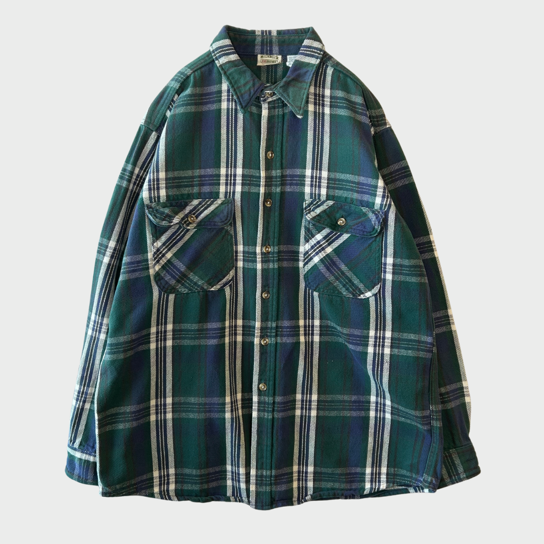00's Five Brother フランネルチェックシャツ 紺緑白 (XL)/A8876S-SO
