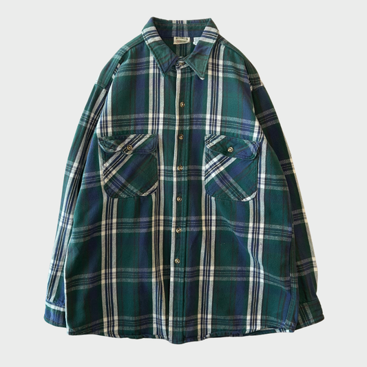 00's Five Brother フランネルチェックシャツ 紺緑白 (XL)/A8876S-SO