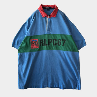 90's Polo ラルフローレン P-93 半袖ラガーシャツ ポロスポ RLPC67 (XL)/C1471T-SO