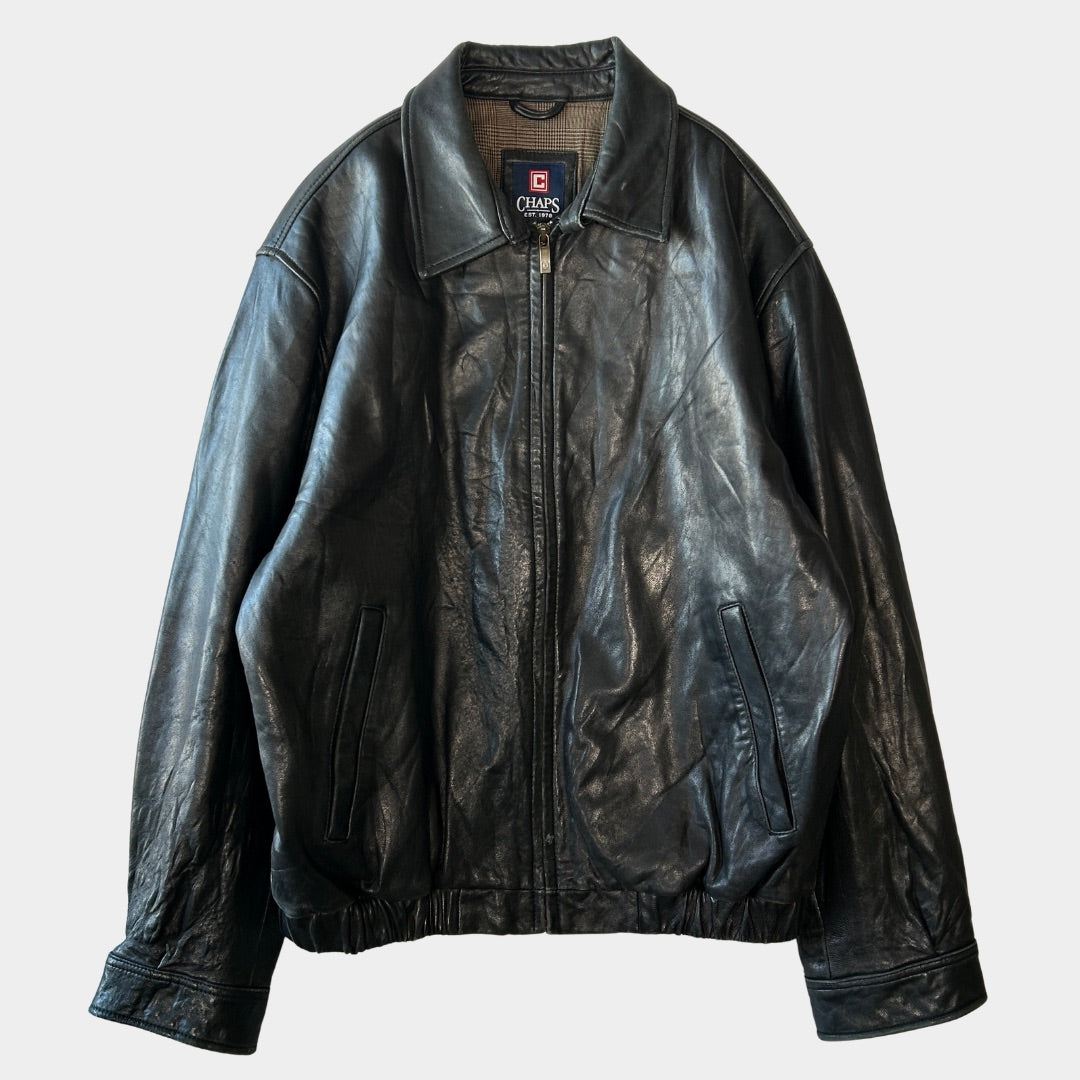 00's CHAPS leather jacket チャップス レザー ジャケット ブラック (M)/A8867J-SO