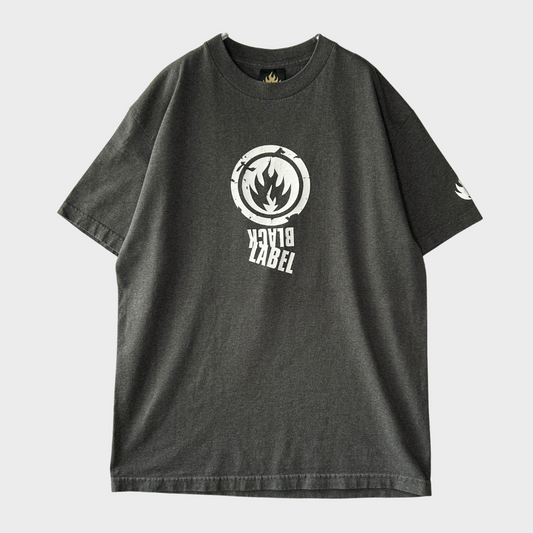 00's BLACK LABEL FIRE ブラックレーベル ロゴTシャツ グレー (L)/A7556T-SO