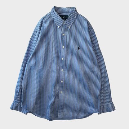 00's Ralph Lauren ラルフローレン ストライプシャツ 青白 (XL)/A7971S-SO