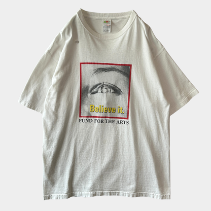 90's~00's Believe it. FUND FOR THE ARTS アートTシャツ 白(XL)/C1265T-SO
