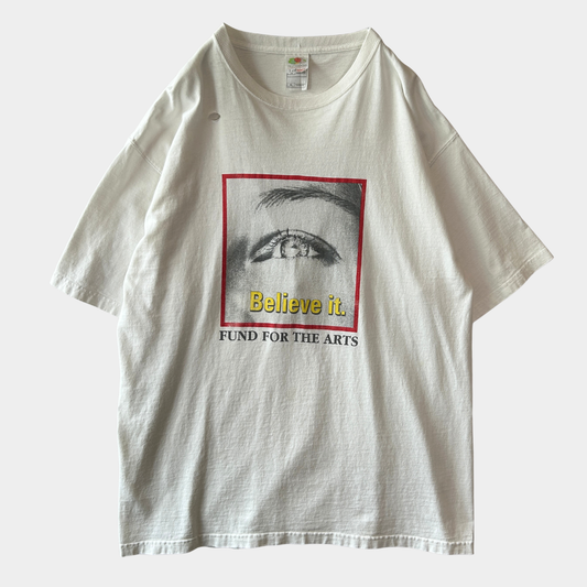 90's~00's Believe it. FUND FOR THE ARTS アートTシャツ 白(XL)/C1265T-SO