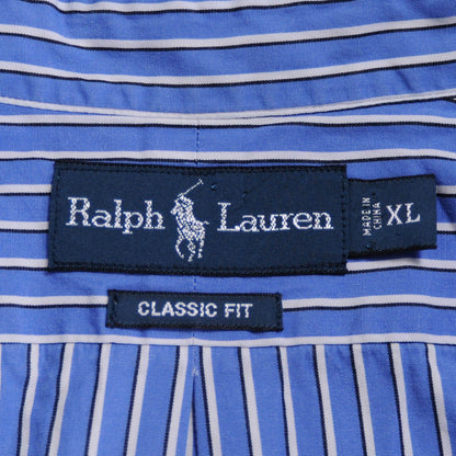 Ralph Lauren ストライプシャツ 青白黒 (XL)/A4551SH-SO