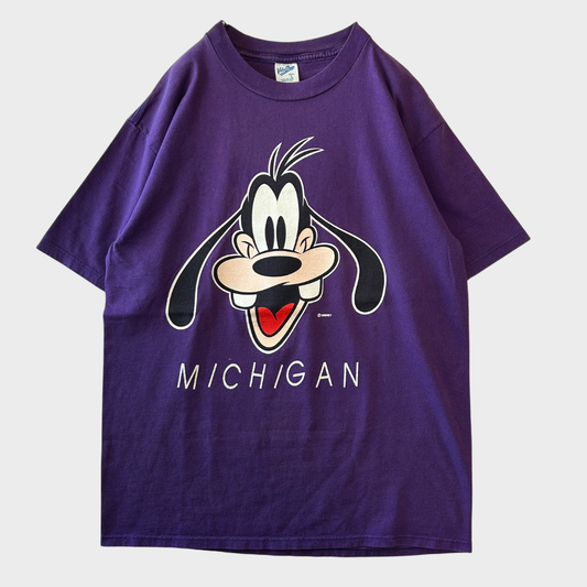 90's Disney Goofy "MICHIGAN" キャラクターTシャツ パープル (L)/B1977T-SO