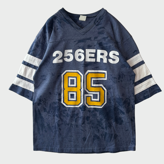 80's Logo7 256ERS フットボールTシャツ USA製 紺(L)/A7447T-SO