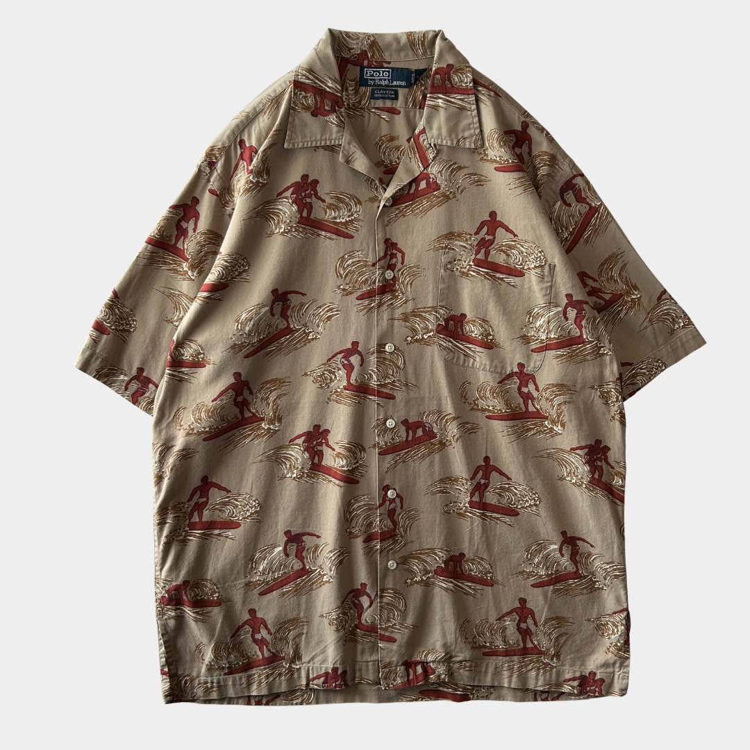 90's Polo by Ralph Lauren ラルフローレン ”CLAYTON” 100％コットン サーフィン柄 (M)/C0975SH-SO