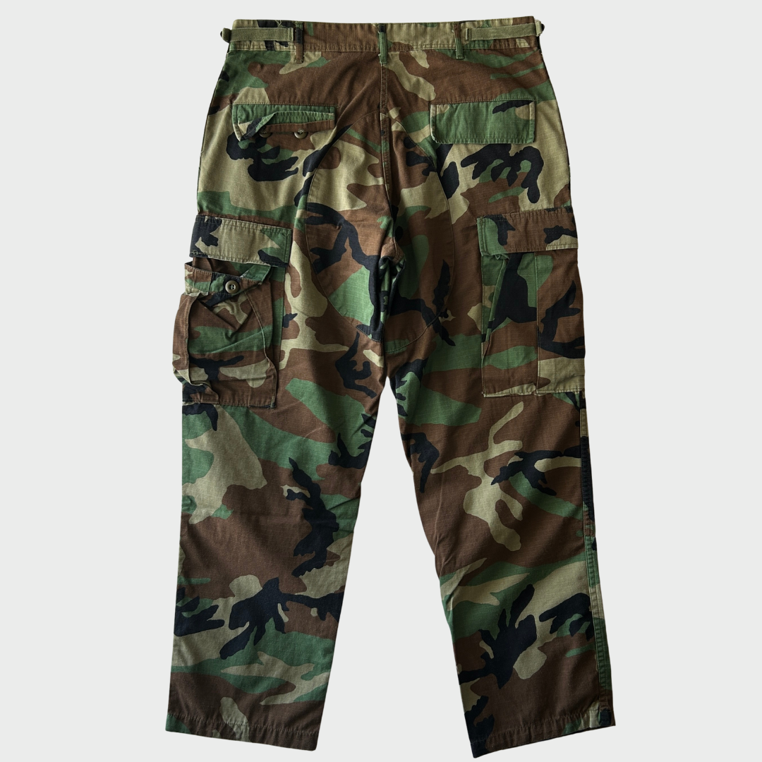 80'sU.S.ARMY ウッドランドカモ コンバットカーゴパンツ (M-S)/B1919P-SO