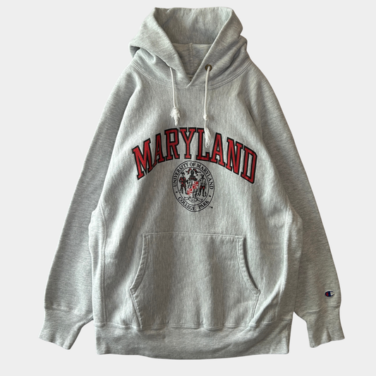 90's Champion Reverse Weave リバースウィーブ MARYLAND スウェットフーディー グレー(XL)/C0772R-SO