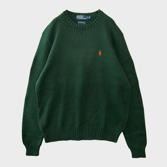 00's  RALPH LAUREN  コットンニット 緑 M /B1333K-SO