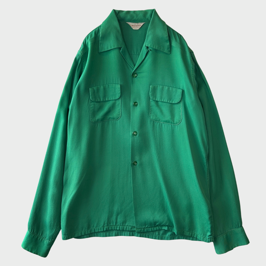 50~60's PENNEY'S レーヨン オープンカラーシャツ 緑 (S)/A5505S-SO