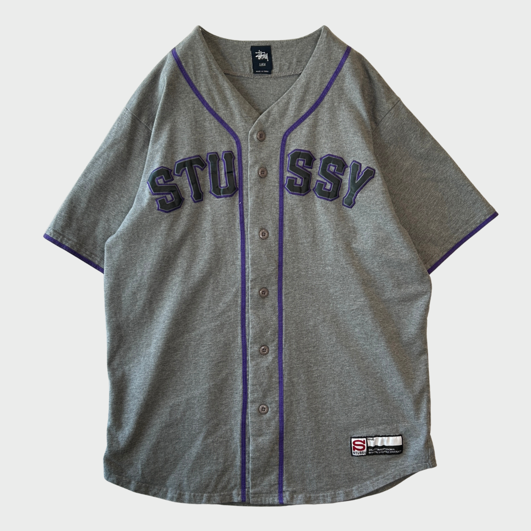 00's Stussy ステューシー ベースボールシャツ グレー (XL)/B3940S-SO